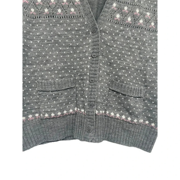 Vintage 80's Knit Sweater Vest KnitivoII Cardigan Size 42 Gray Made in Korea - Picture 5 of 12